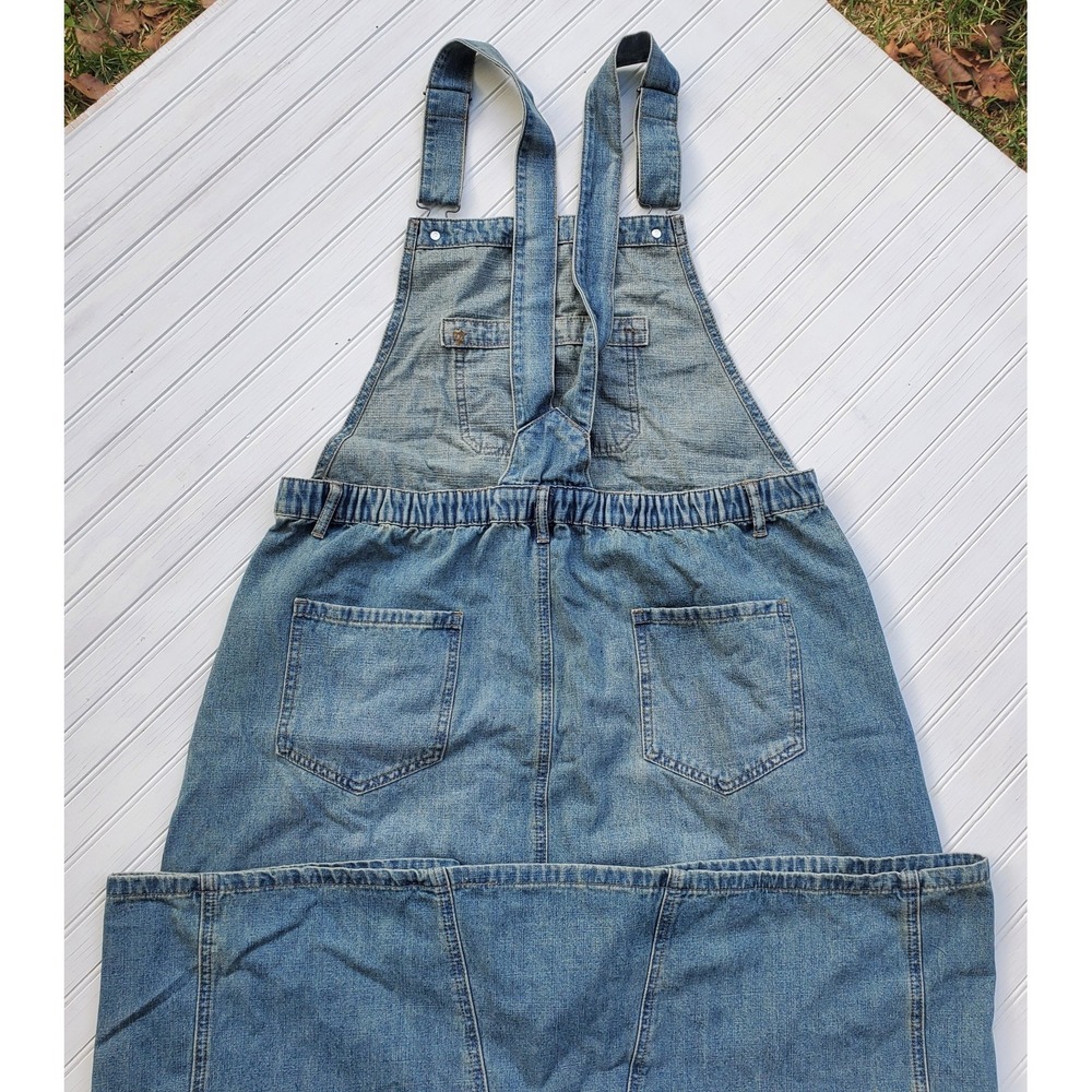Denim Dress Long Y2K Retro Loose Fit Bib Apron Style Overall Size XL - Picture 7 of 7